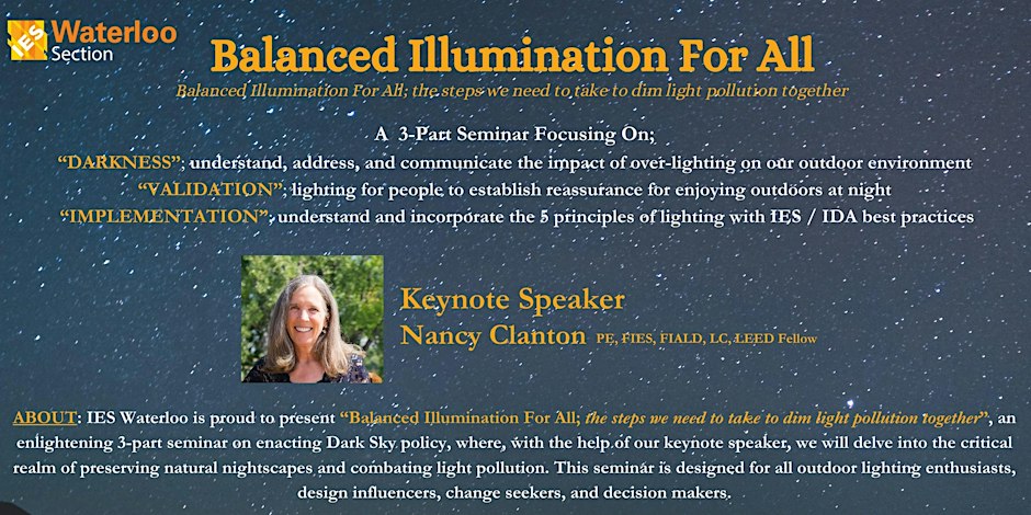 IES Waterloo Section event | Balanced illumination for all | Speaker Nancy Clanton